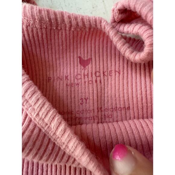Pink Chicken Girls Pink Ruffle Sleeve Ribbed Tank Top Size 3Y - Picture 3 of 3